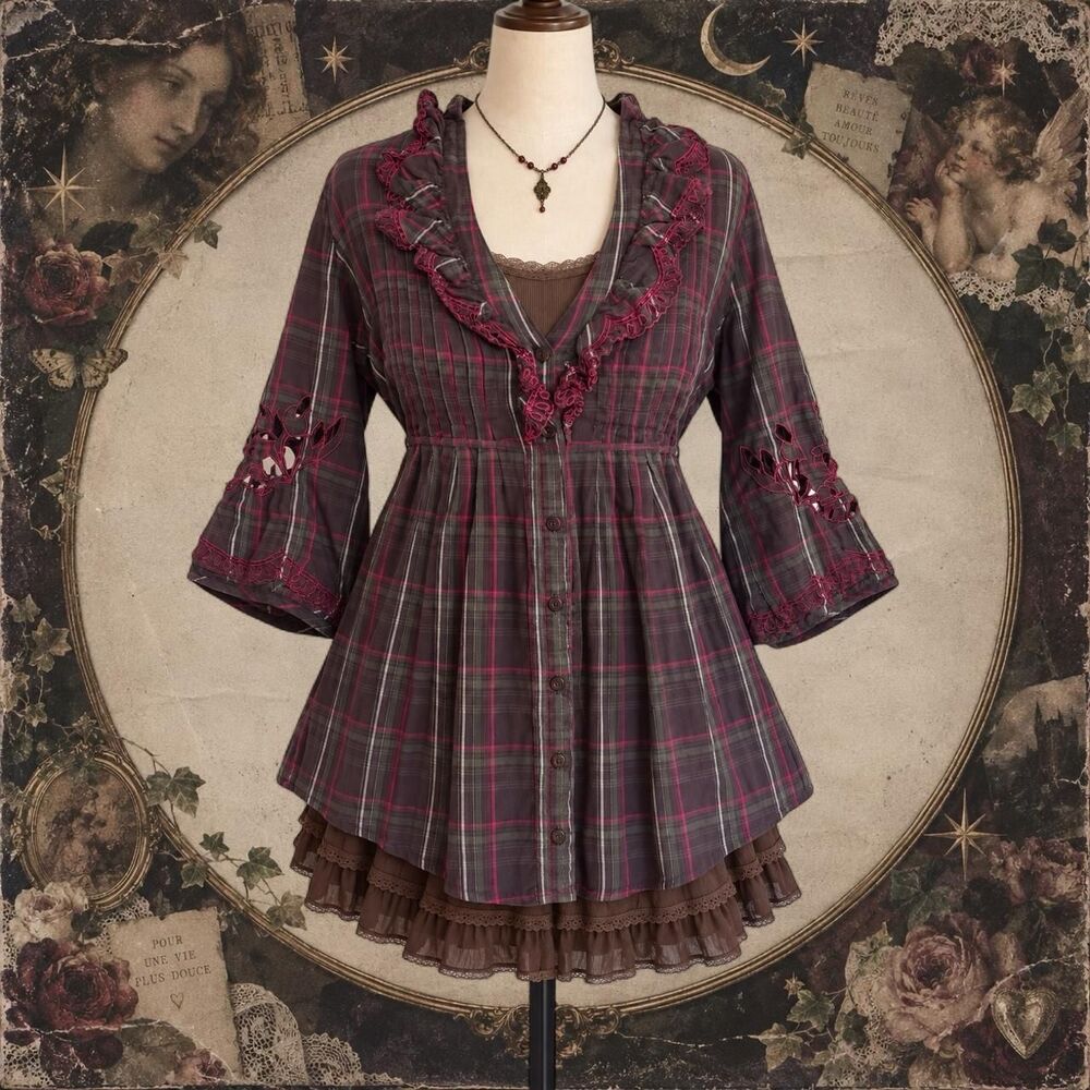 Double-zero Women's Brown and Red Blouse